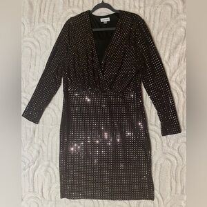 Calvin Klein Black Sequin Long Sleeve Dress